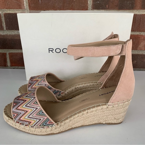 Rockport Womens Marah taupe Ankle Strap wedge espadrille sandals US 10 M - Picture 4 of 8